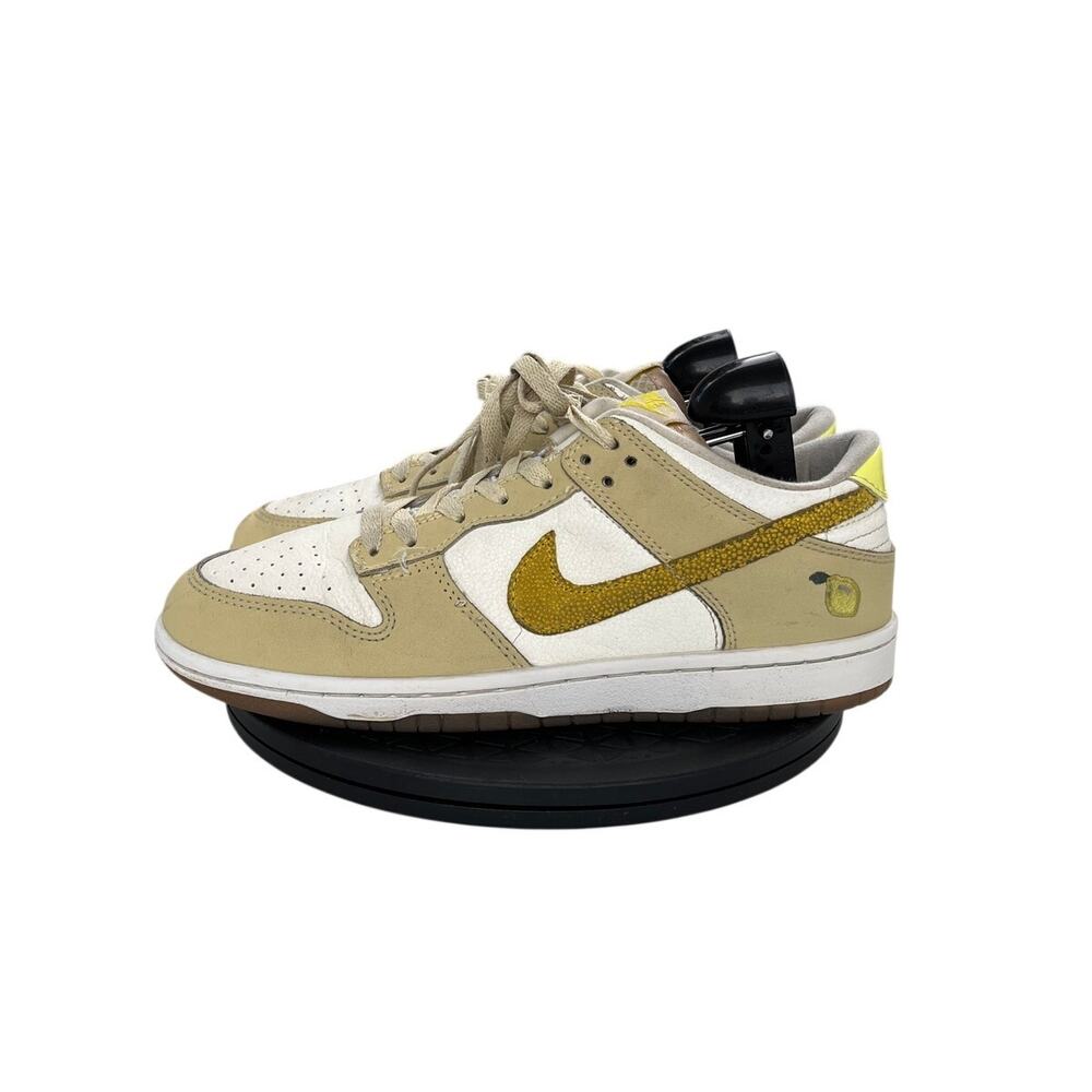 Nike Dunk Low "Lemon Drop" Sneakers Women's Size 7 Tan Suede White